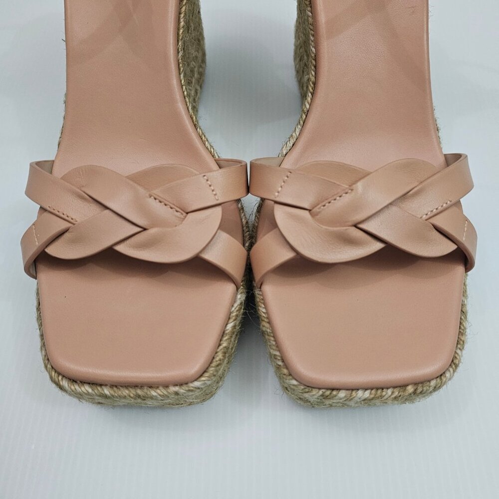Stuart Weitzman Braida Max Espadrille Wedge Womens 9.5 Tan Leather Sandal Summer - Picture 5 of 15